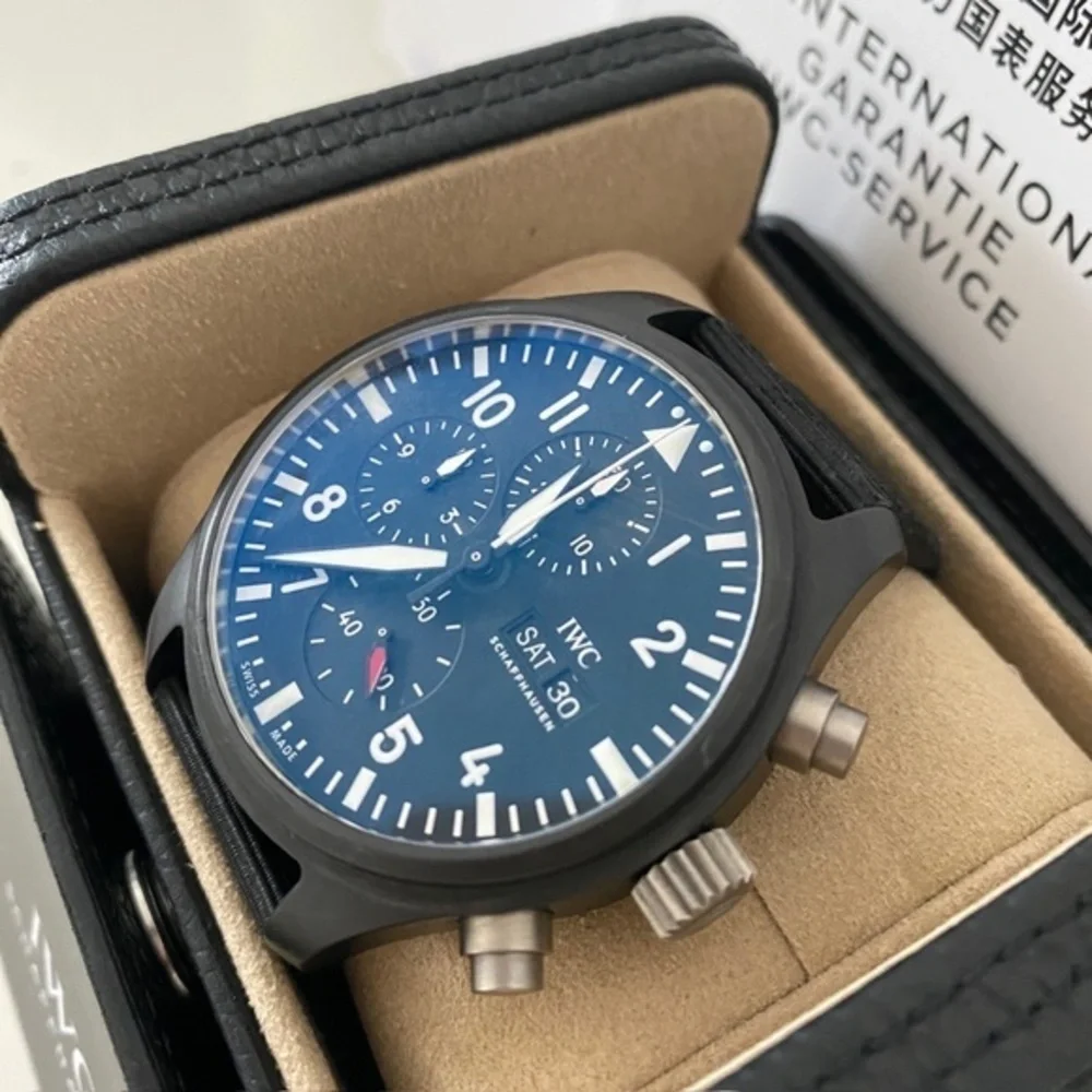 Exceptional IWC Pilot Chronograph Top Gun - Warranty, Box and Papers